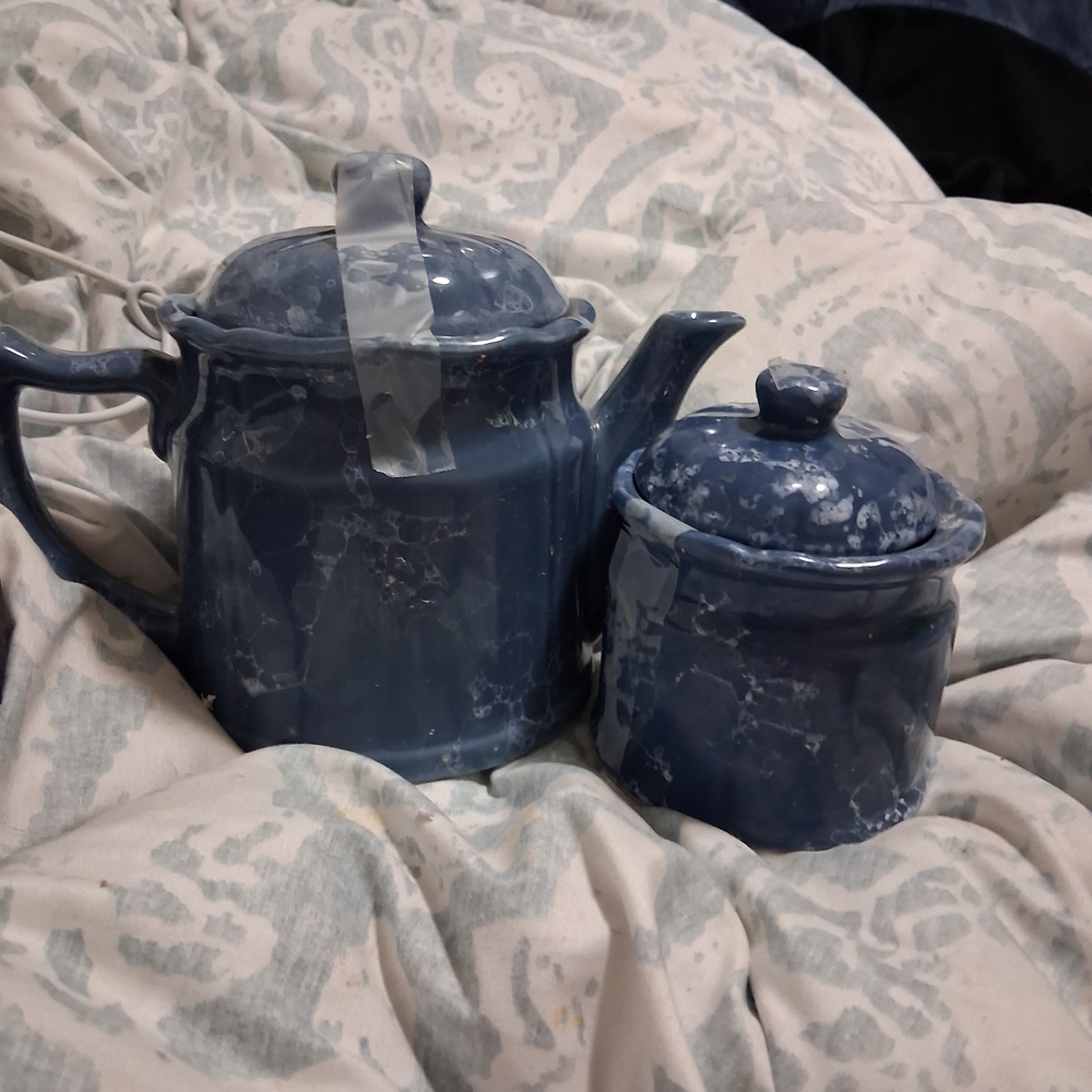 Blue Marble Tea Set